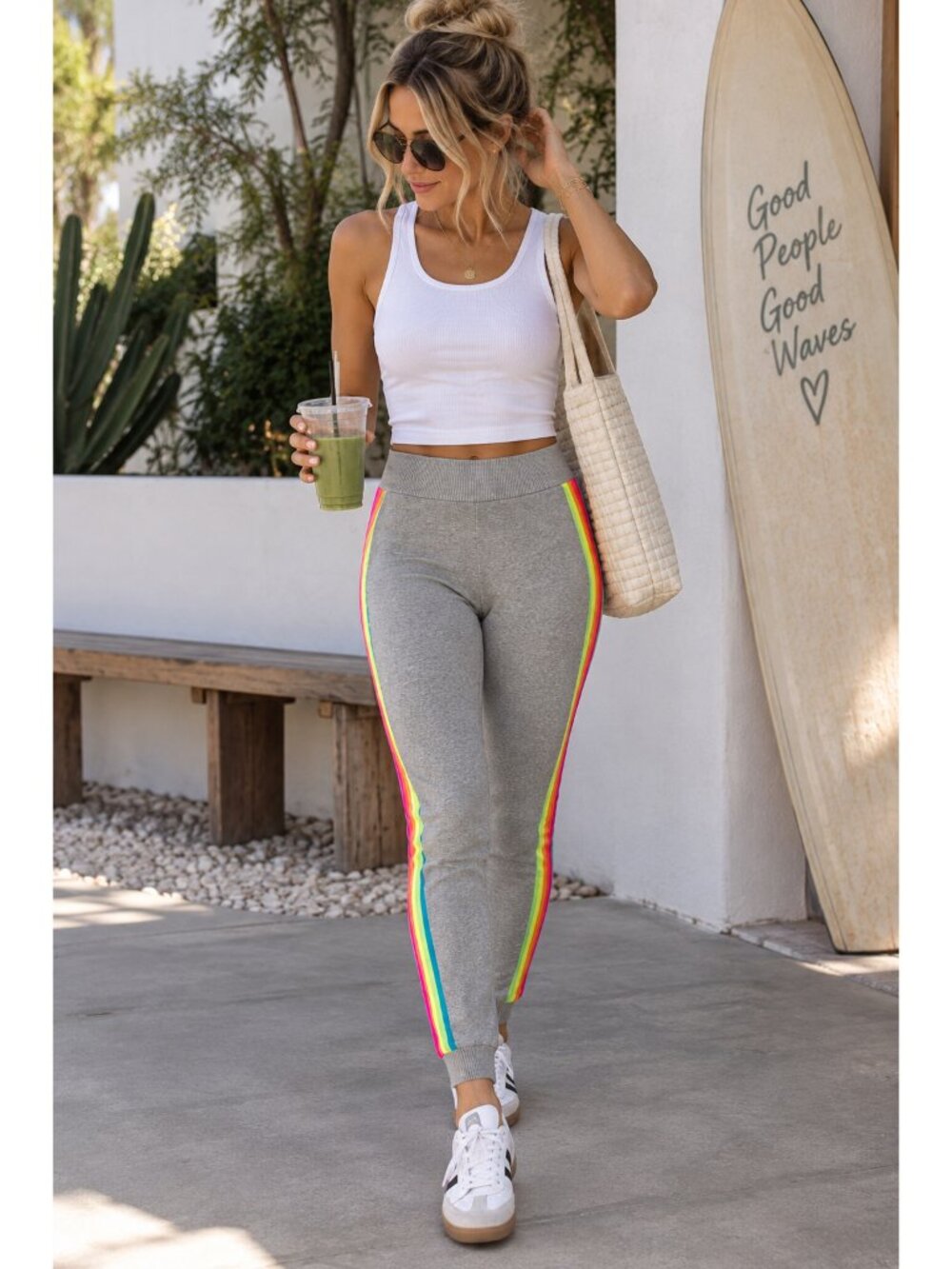 Whisper by Brodie Fine Cashmere ‘Ruby’ NHS Rainbow Joggers Designer NEW Gray M